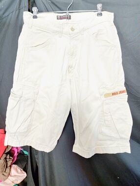 Vintage Polo Jeans Co Ralph Lauren Light Khaki Freight Cargo Shorts Size 31